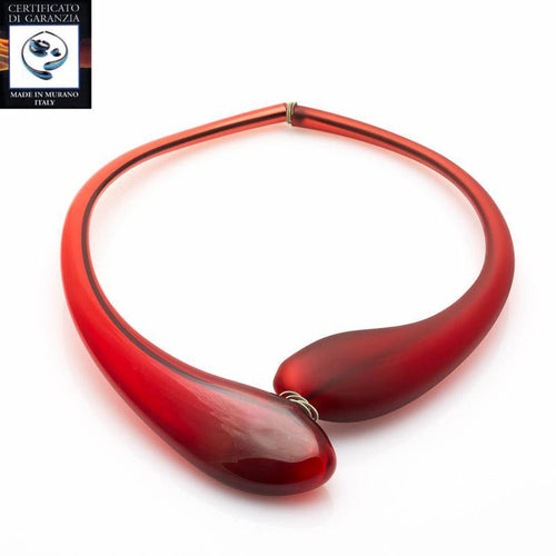 Collana due gocce satinato ROSSO - Top Glass Murano