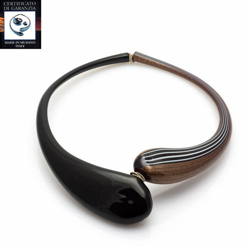 Collana due gocce avventurina NERO/MARRONE con filigrana - Top Glass Murano