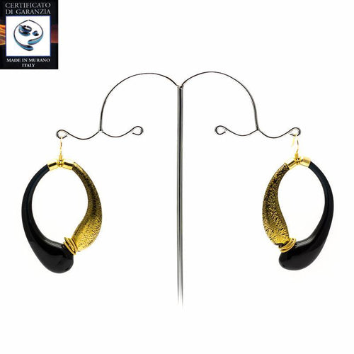 Orecchini due gocce NERO/ORO - Top Glass Murano