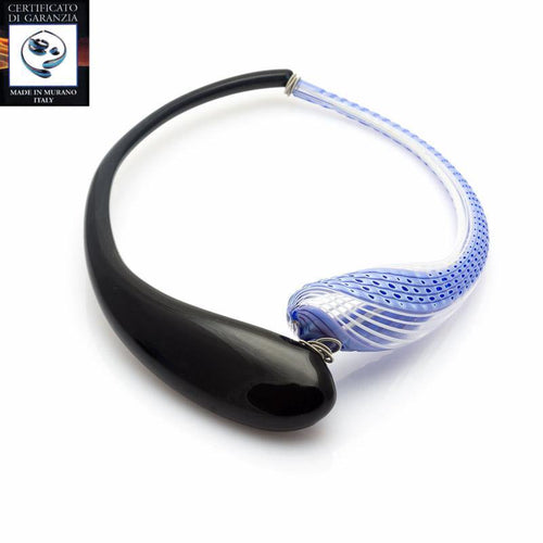 Collana due gocce murrina battuta AZZURRO - Top Glass Murano