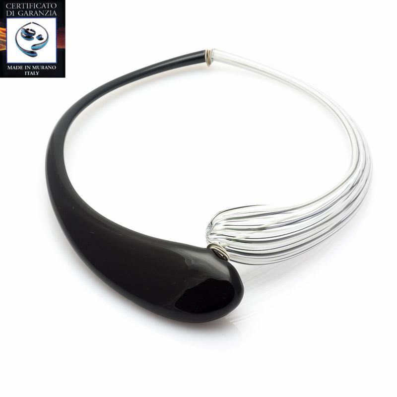 Collana due gocce filigrana NERO/BIANCO - Top Glass Murano