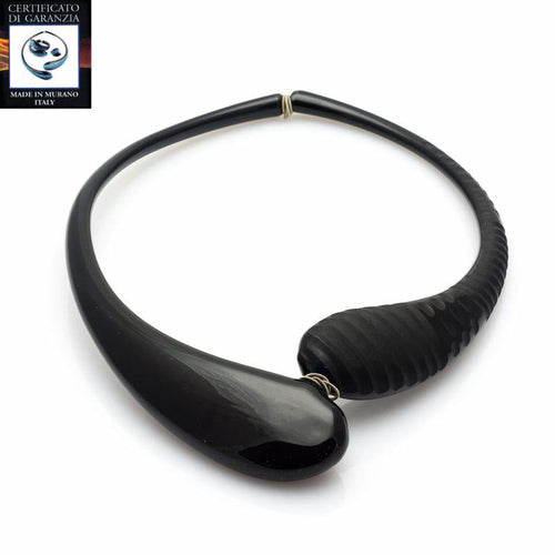 Collana due gocce battuto NERO - Top Glass Murano