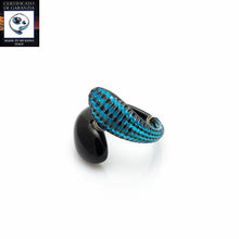 Carica l&#39;immagine nel visualizzatore di Gallery, Bracciale due gocce murrina battuta AZZURRO/NERO - Top Glass Murano
