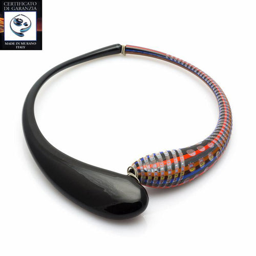 Collana due gocce murrina battuta MULTICOLOR - Top Glass Murano