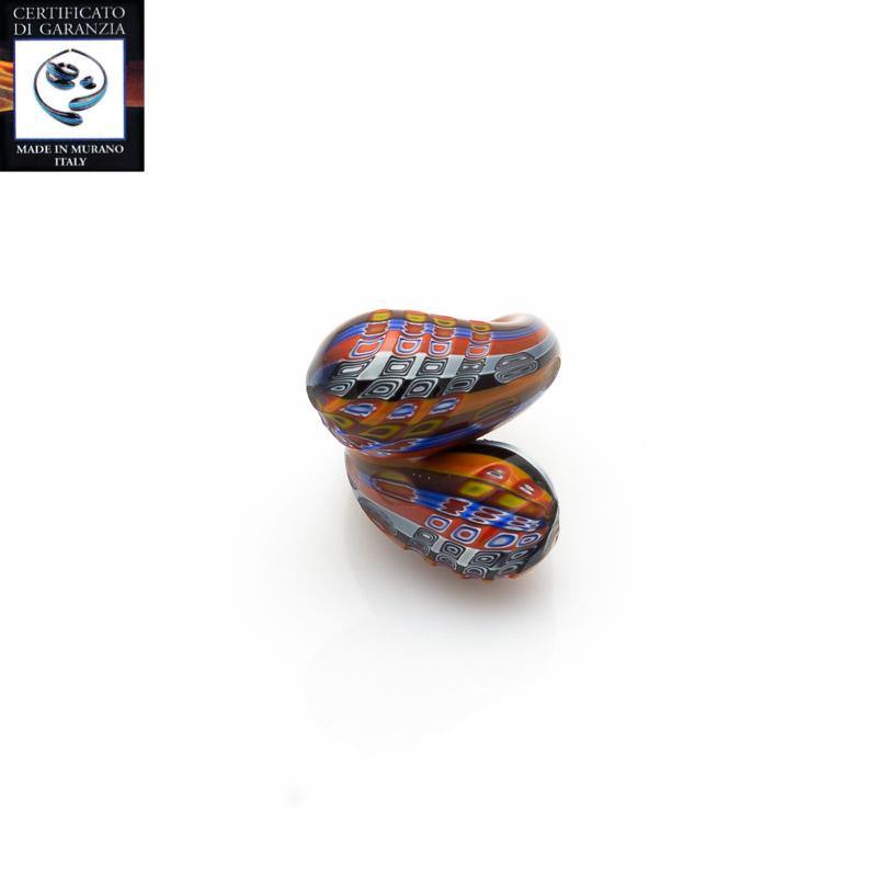 Anello due gocce murrina battuta MULTICOLOR - Top Glass Murano