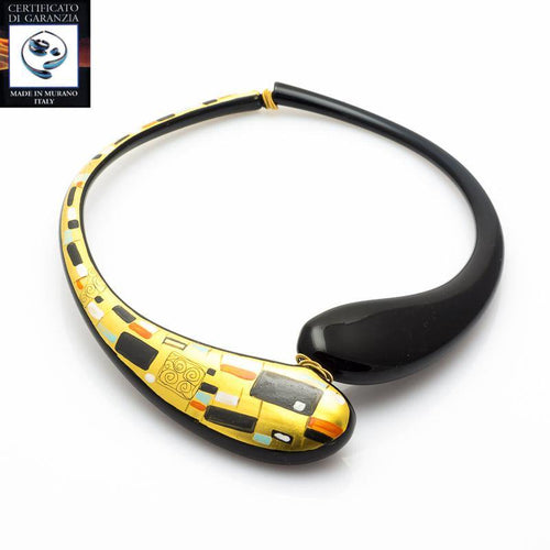 Collana due gocce - Il bacio Klimt - Top Glass Murano