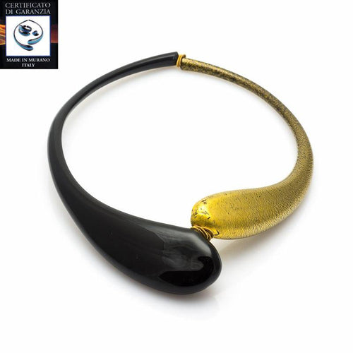 Collana due gocce NERO/ORO - Top Glass Murano