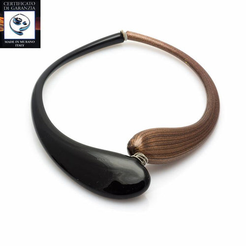 Collana due gocce avventurina NERO/MARRONE - Top Glass Murano