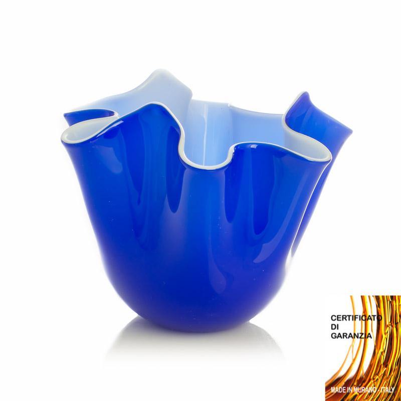 Vaso fazzoletto BIANCO/BLU - Top Glass Murano