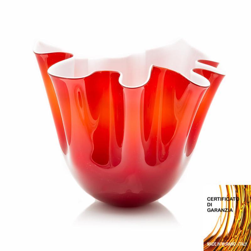 Vaso fazzoletto BIANCO/ROSSO - Top Glass Murano